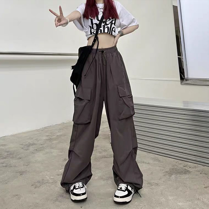 Pantalon de jogging décontracté pour femmes, couleur unie, taille basse, cordon de serrage, jambes larges, Baggy, Streetwear Y2k, survêtement surdimensionné, 2024