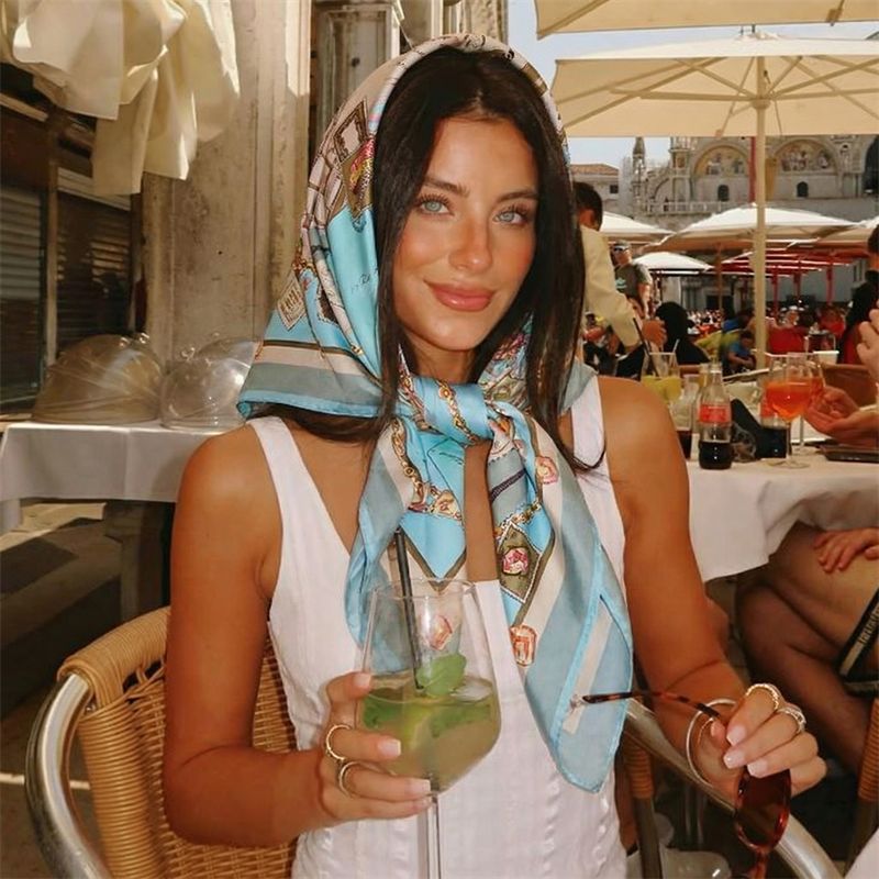 2026 Foulard carré en soie pour femme, Bandana, Châle, Foulard en satin, Grand hijab, Écharpe, Pashmina, Bandeau
