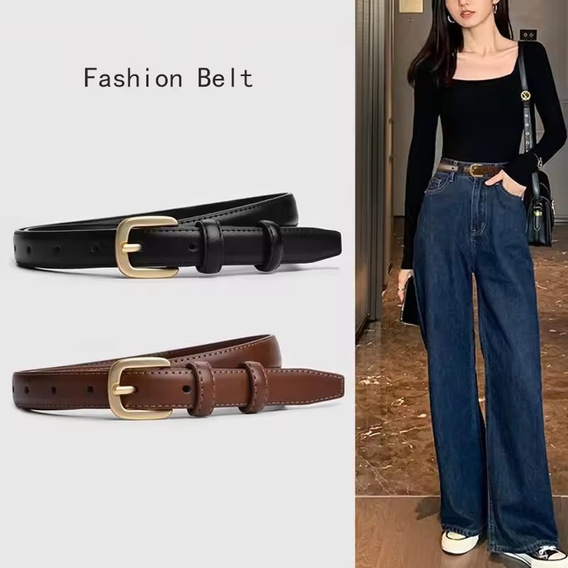 Ceinture de mode décontractée avec un style simple et haut de gamme, ceinture à boucle ardillon à double boucle adaptée à un usage quotidien.