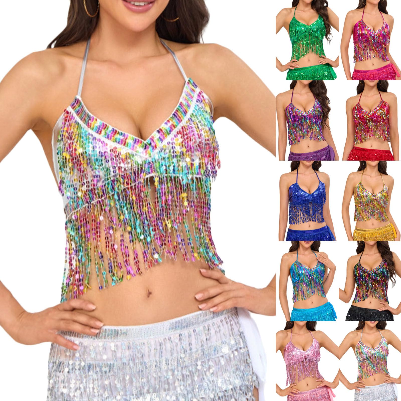 Soutien-gorge à franges et paillettes pour femmes, Costume de spectacle, hauts et gilets, léger et confortable, Camisole, à la mode
