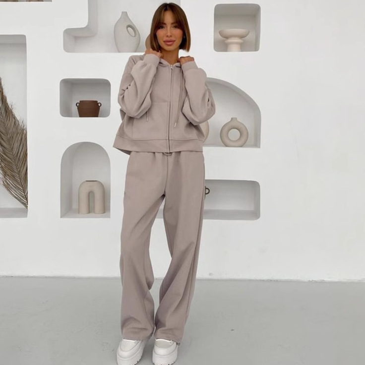 Sweat-shirt deux pièces pour femmes, ensemble assorti, pantalon, survêtement, taille élastique, Streetwear, pantalon, survêtement, Y2k, Sports d'automne et d'hiver