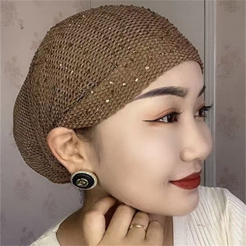 Chapeau Turban en maille respirante pour femmes, élastique, couvre-tête en dentelle, foulard musulman, Bonnet pour perte de cheveux, été