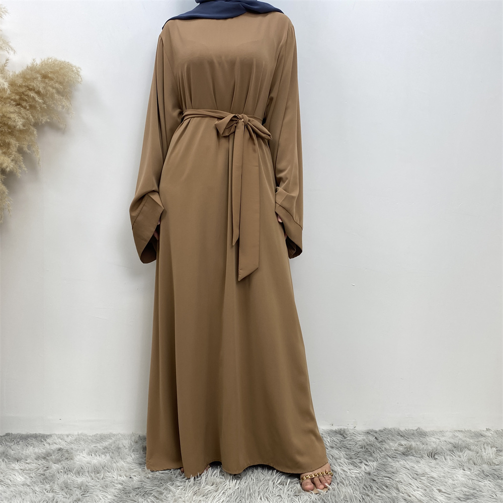 Nouvelle robe Abaya musulmane pour femmes, vendue à Dubaï au Moyen-Orient, robe islamique en tissu filet de couleur unie, robe longue en dentelle