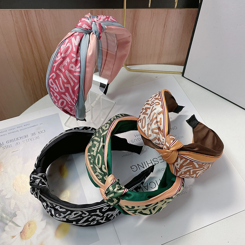 Bandeau à nœud central pour femme, large côté, fleur de lettre, bandeau de sauna, turban décontracté, accessoires pour cheveux de voyage, nouvelle mode