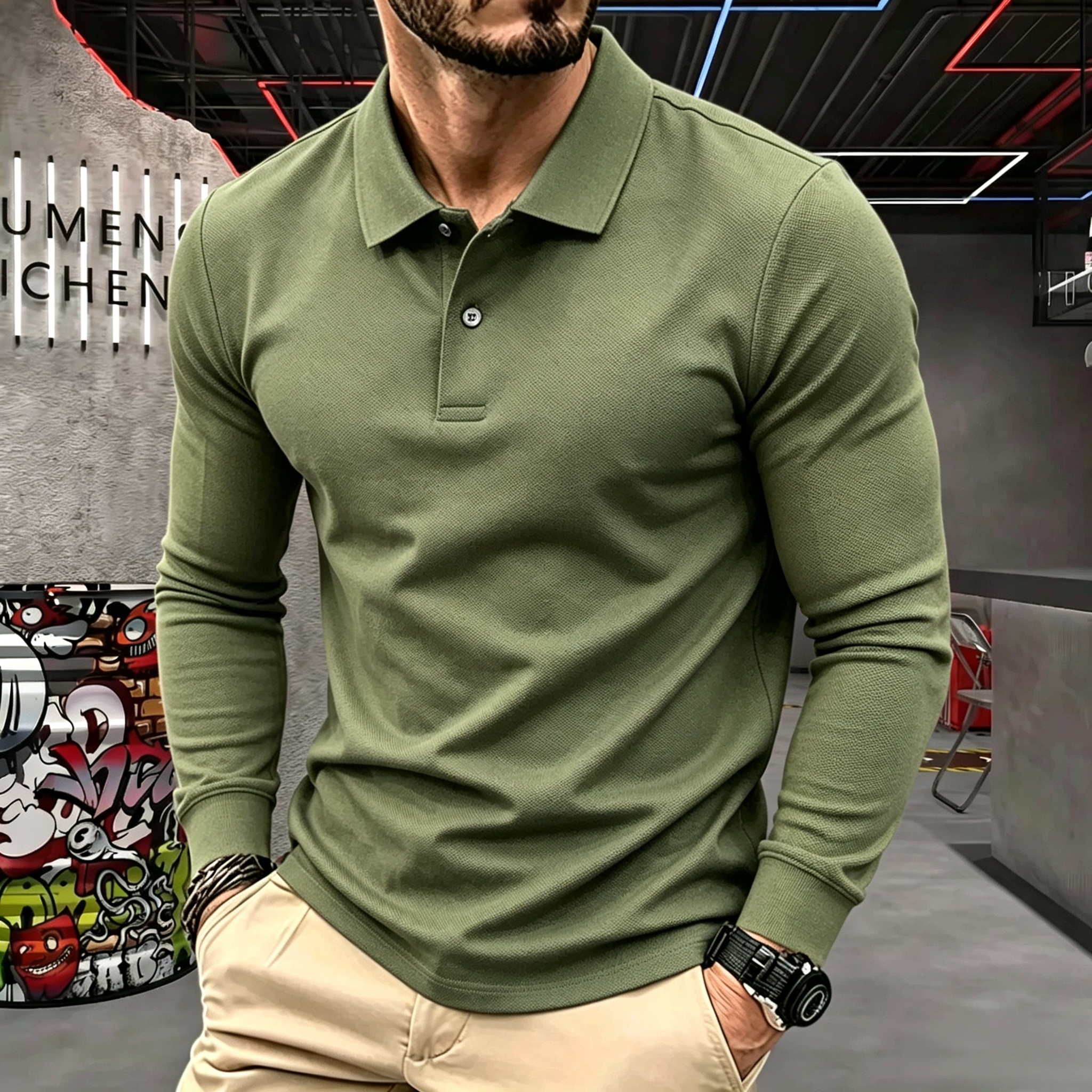 Polo à manches longues pour homme, 100% coton pur, marque haut de gamme, automne-hiver, broderie de luxe, haut de golf tendance, t-shirt décontracté