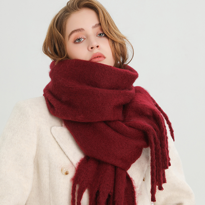 Écharpe d'hiver pour femmes cachemire chaud solide Pashmina couverture enveloppes femme épais doux Bufanda grand gland châle Long Poncho Echarpe