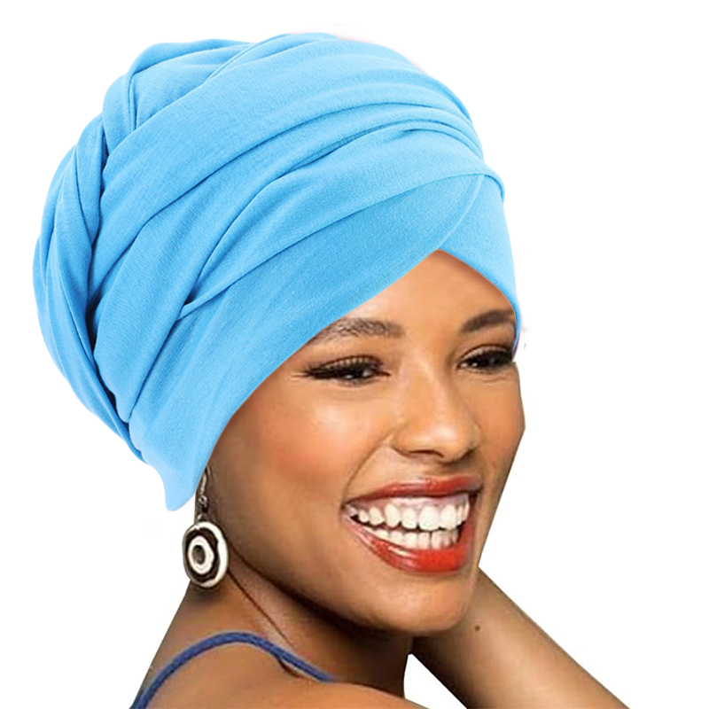 Turban musulman pour femme, chapeau turban, bandeau africain, soin des cheveux, turban en coton de couleur unie, bonnet à longue queue, casquettes hijab