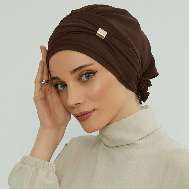 Turban instantané musulman uni pour femme, casquettes Hijabs intérieures, bonnet Bandana islamique, chapeaux indiens, enveloppement de sauna féminin, fleur