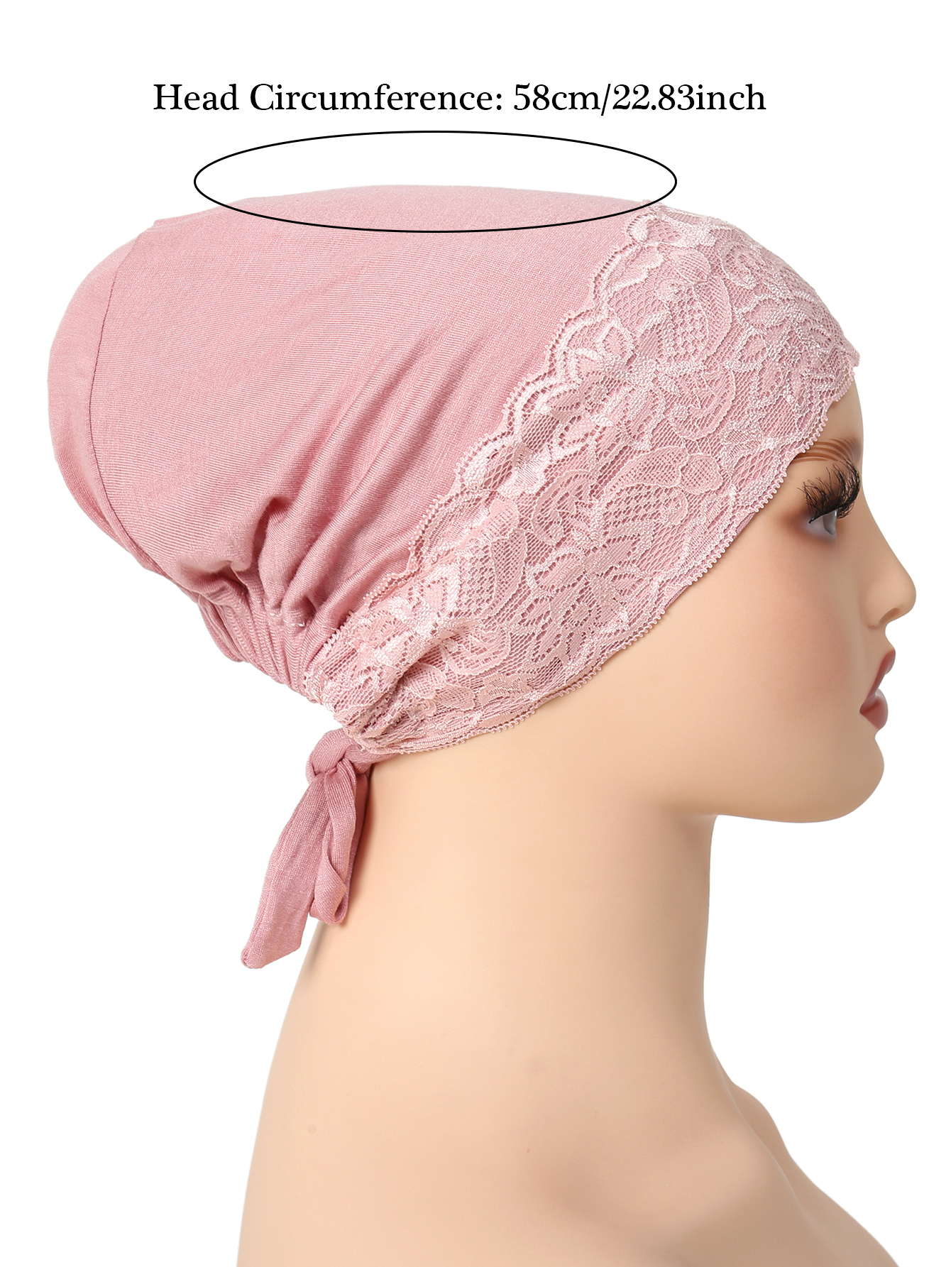 Sangle élastique douce Turban musulman chapeau dentelle intérieure Hijab casquettes islamique sous-écharpe Bonnet inde chapeaux femme bandeau Turbante Mujer