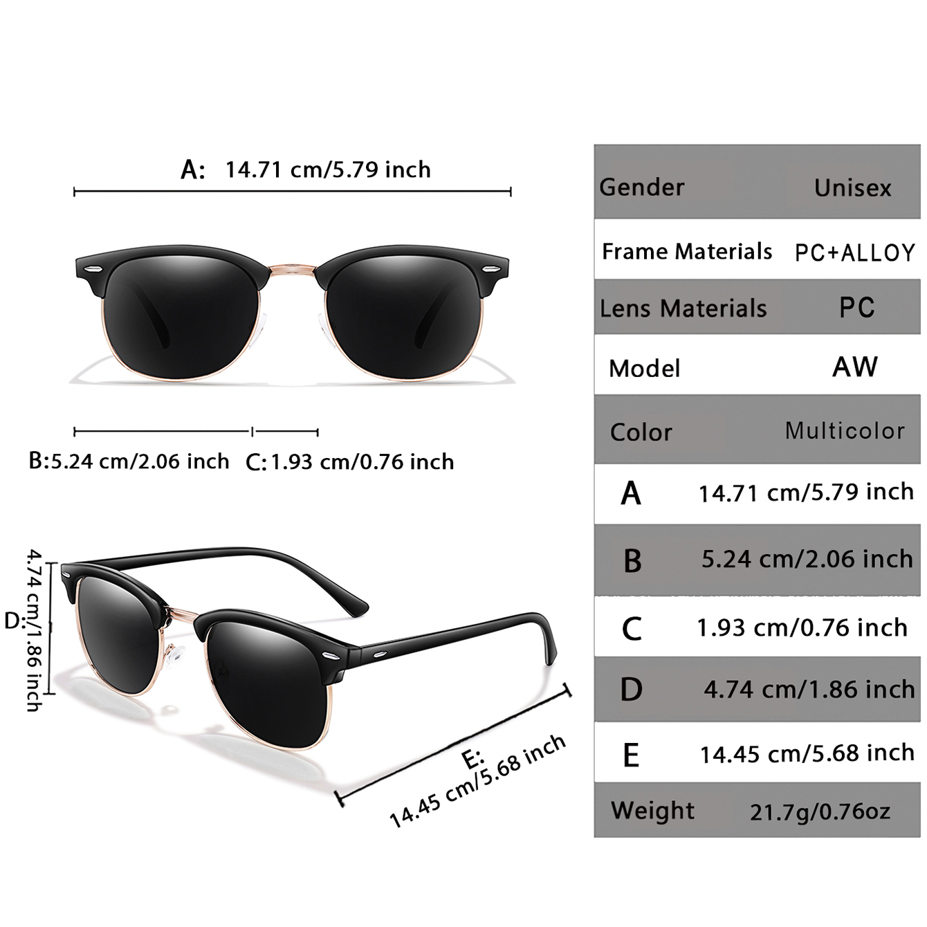 Lunettes de soleil de luxe demi-cerclées en métal pour femmes et hommes, design rond, verres de marque célèbres, pour la randonnée, la pêche, le cyclisme, avec étui