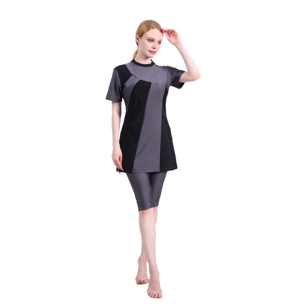 Maillot de bain musulman Burkini avec Hijab pour femmes, maillot de bain islamique, vêtements unis modeste, maillots de bain pour la natation musulmane