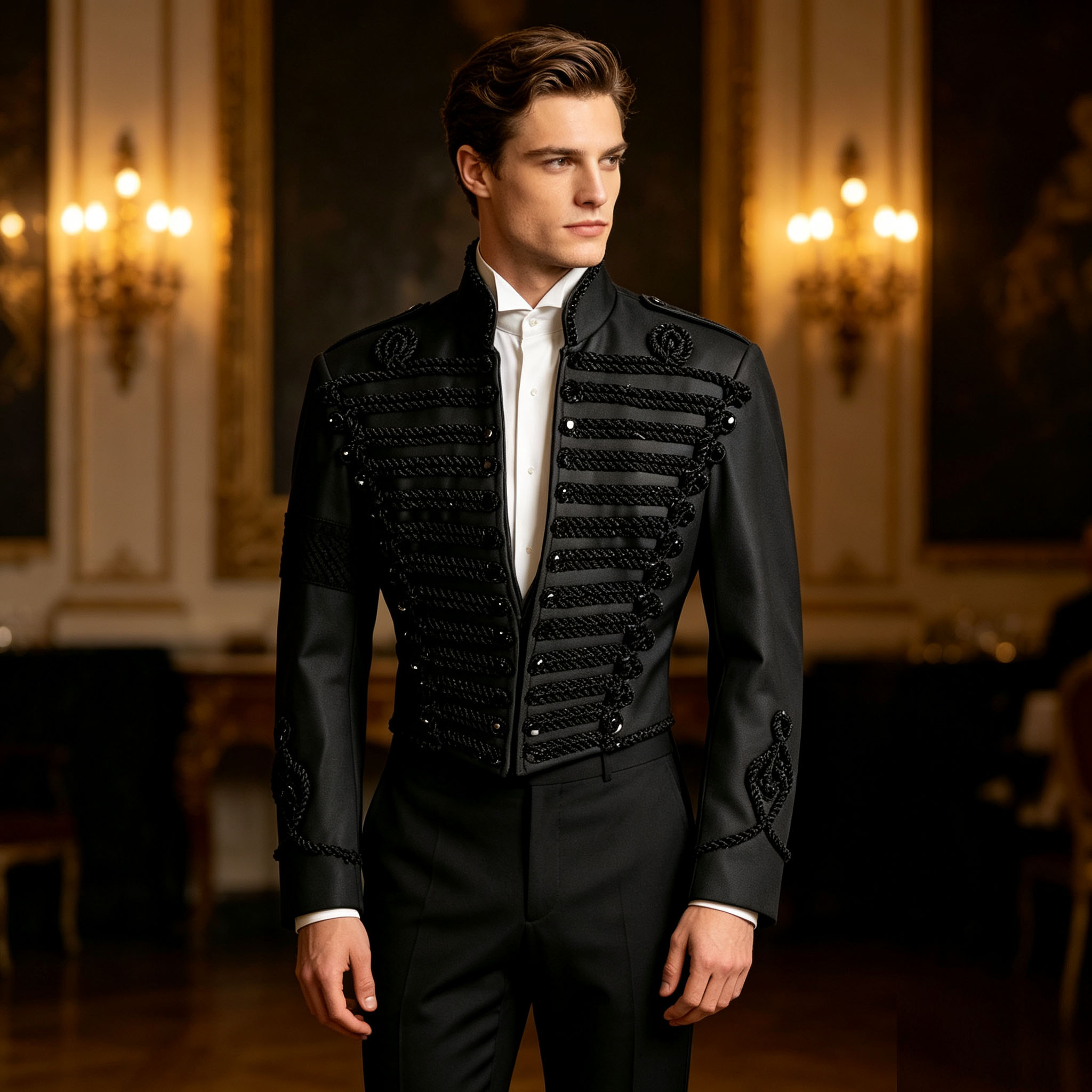 Veste classique rare de style anglais noire personnalisée MICHAEL JACKSON de 1998