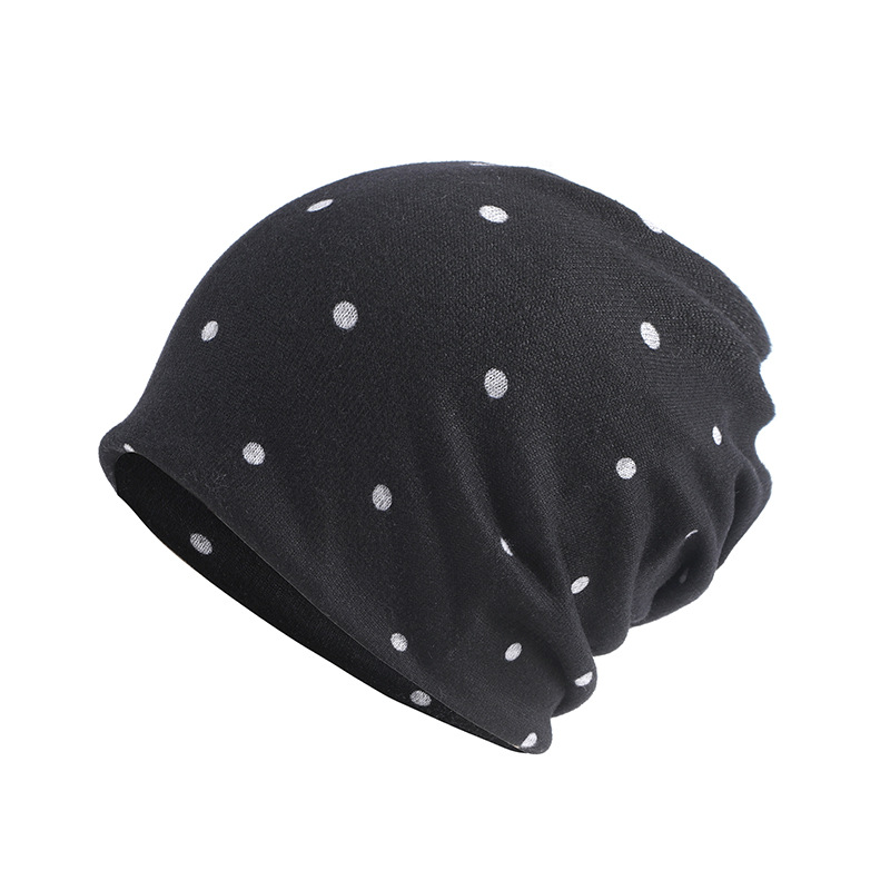 Nouveau Turban Femme à Motif Pois, Bonnet Femme, Cache-tête, Casquette Ample Coupe-Vent, Masque Décontracté d'Extérieur Anti-froid