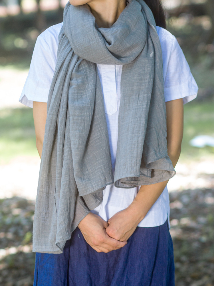 Écharpe Hijab en Mélange de Coton pour Femme, Couleur Unie, 75x190, Automne et Hiver
