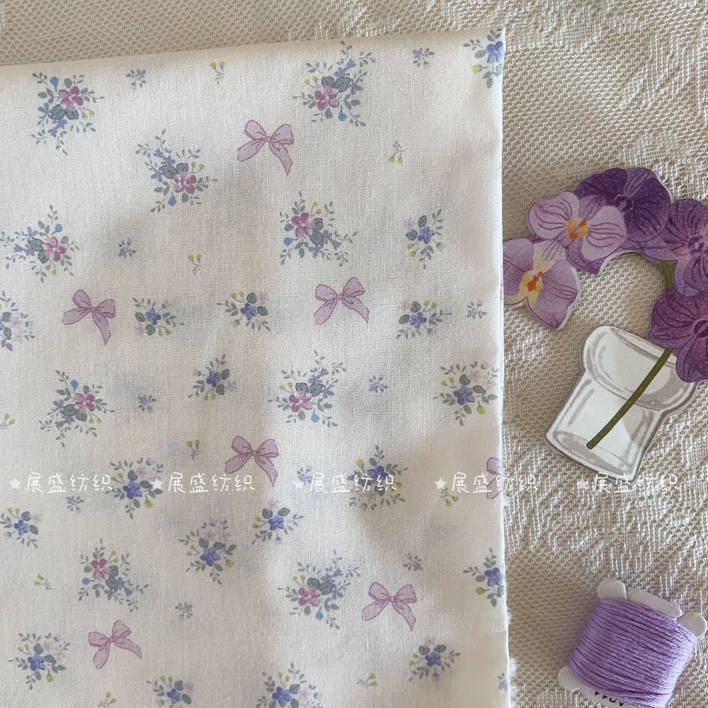 Tissu en coton 40s à nœud papillon floral 140x50cm, attaches pour cheveux, vêtements pour animaux de compagnie, vêtements pour enfants, pyjamas, robes pour femmes, tissu de couture