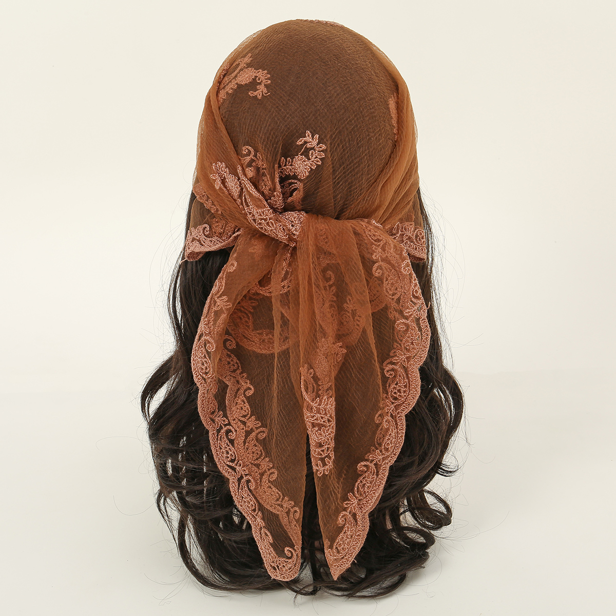 Écharpe carrée brodée cachemire en dentelle pour femme, bandeau de sauna respirant, châle en organza, écharpe ronde pour cheveux, accessoires de sauna, 80x80cm