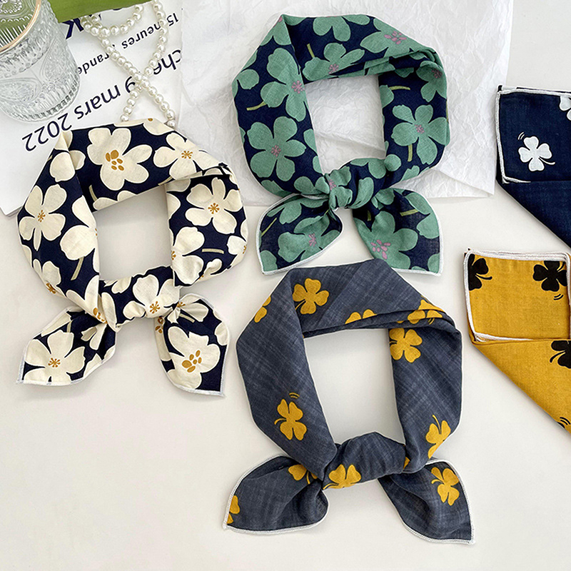 56cm dames bandeau coton lin carré écharpe coréenne collège filles mode élégant cou foulards Protection solaire foulard