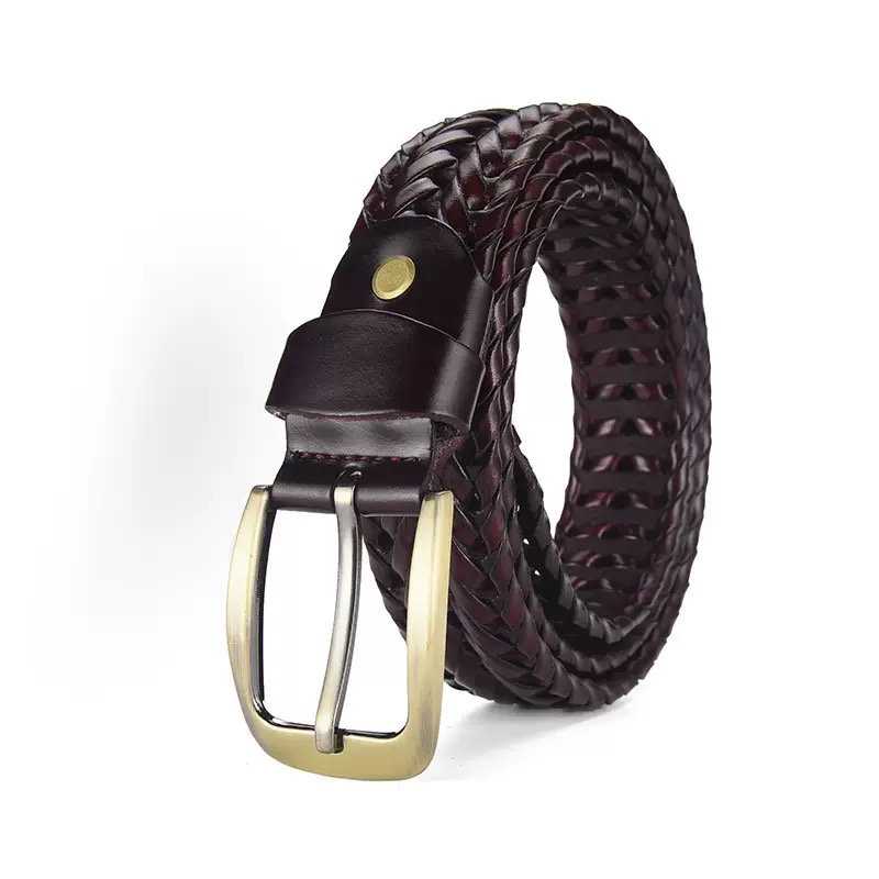 Ceinture tressée décontractée pour homme, boucle à ardillon tendance, ceinture durable pour usage quotidien, largeur 3,3 cm, 110-125 cm, noir, marron, café