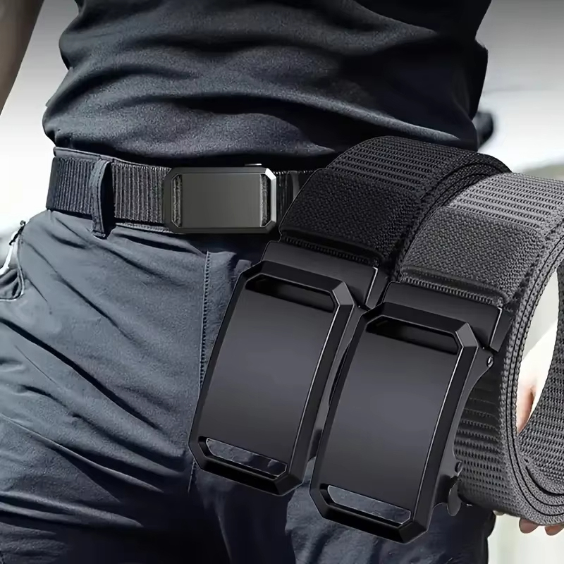 Ceinture en toile à boucle automatique pour hommes, ceinture tactique militaire pour vêtements de travail, multifonctionnelle, décontractée, pour pantalons d'entraînement en plein air
