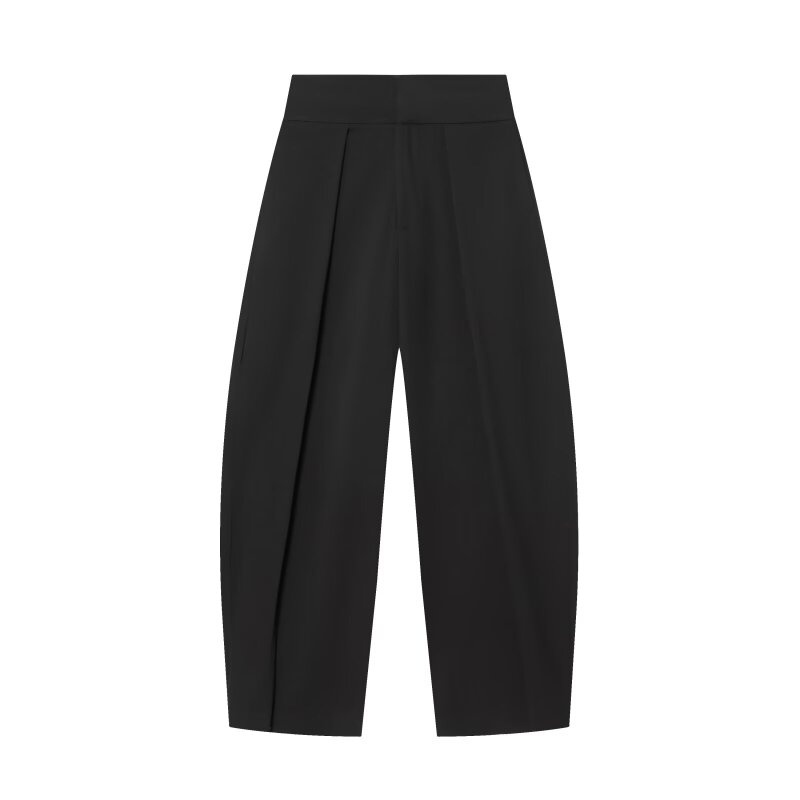 Pantalon large pour femme, style rétro, couleur foncée, plissé, taille haute, décontracté, pour le travail ou le bureau, coupe droite