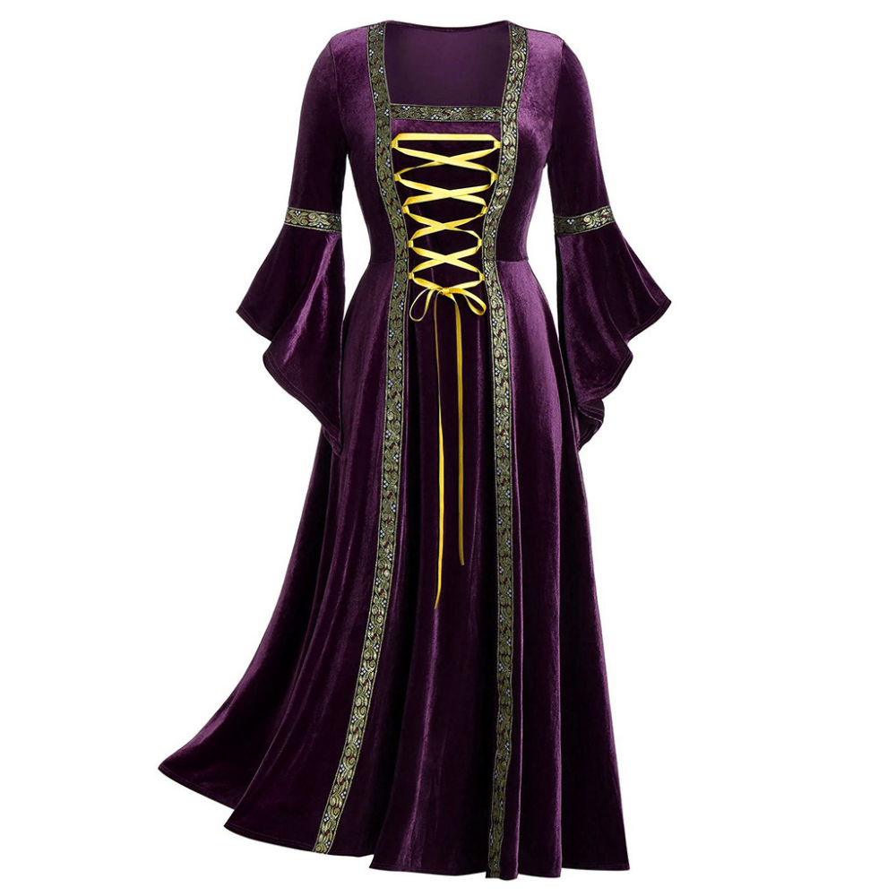 Robe irlandaise en velours Renaissance pour femmes, costumes de sorcière médiévaux, costumes de fête victoriens pour Halloween