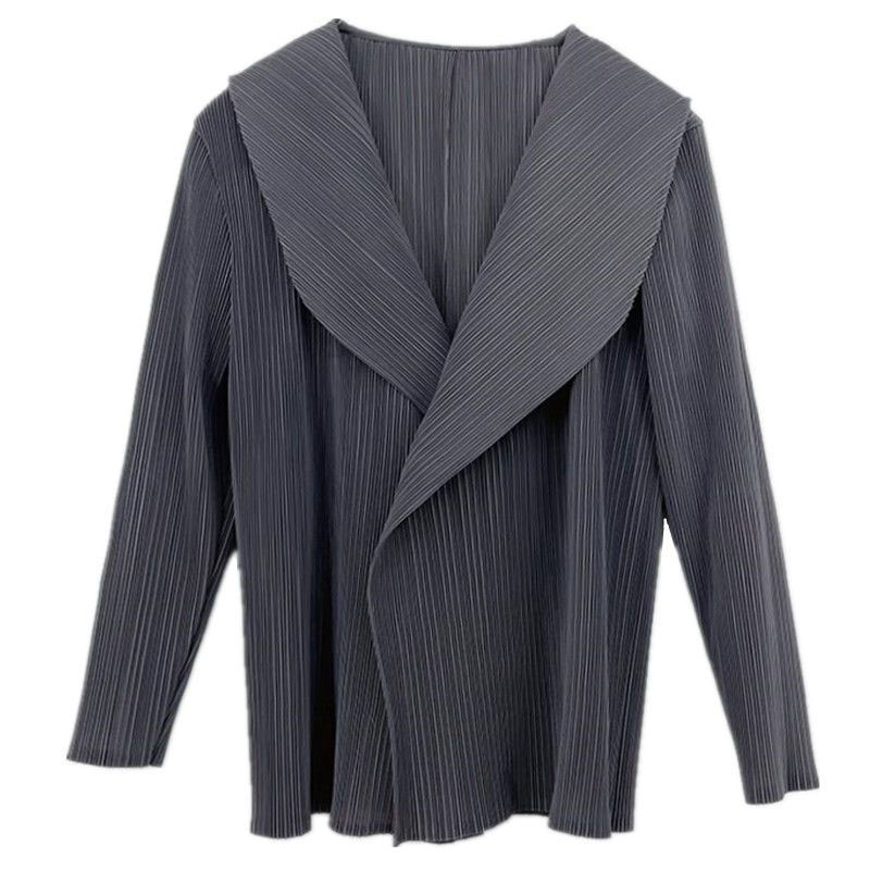 Veste Printemps-Été 2026, Manteau de Protection Solaire, Cardigan Plissé à Manches Longues, Haut Tendance pour Femme, Manteaux Courts Amples et Légers