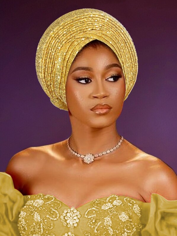 Geles de mariage nigérian, couvre-chef africain, Turbans Auto Gele pour femmes, tissu Aso Oke, couvre-chef musulman, couvre-chef féminin