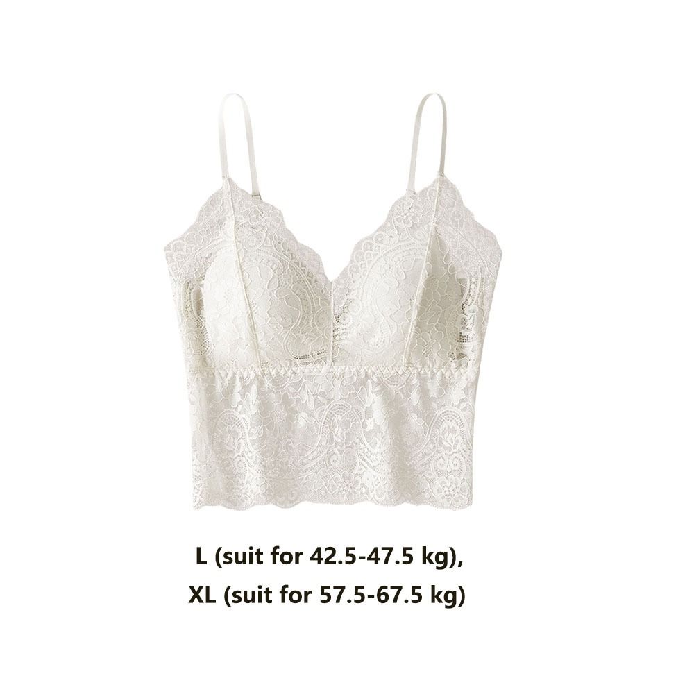 Débardeur court en dentelle française sans couture, à porter seul, pour fille, col en V avec coussinets de poitrine, camisole avec coussinets, sous-vêtement, débardeur