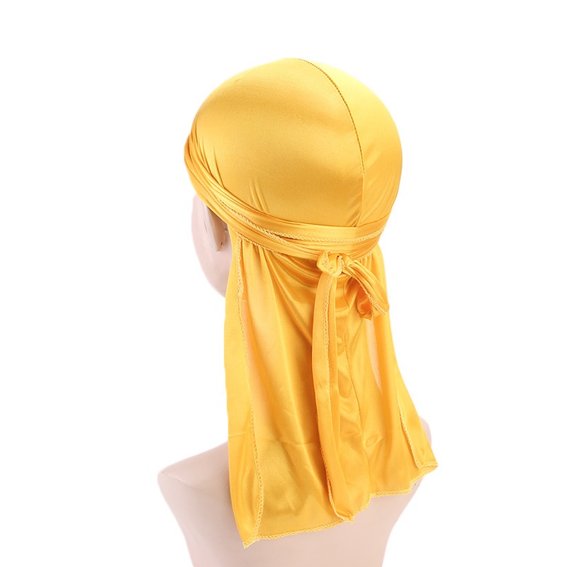 Foulard en soie à longue queue, Turban musulman, Doo Rag, chapeau de Pirate, casquettes de chimio Durag, chapeau de crâne, couvre-chef, 18 couleurs au choix