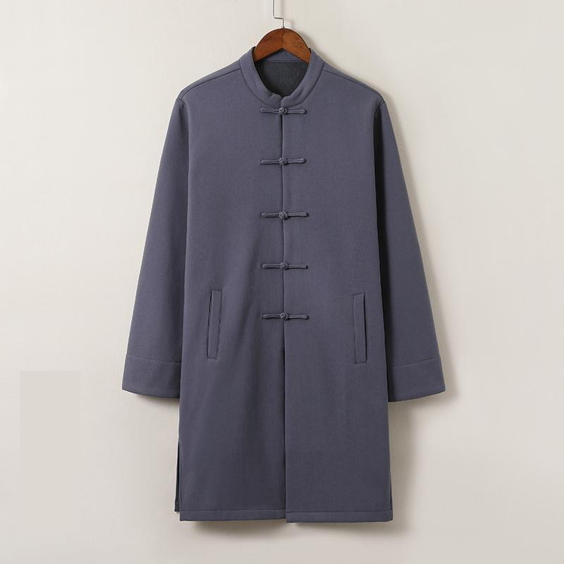 Vêtements traditionnels chinois pour hommes, Streetwear, vêtements d'extérieur, Robe orientale, Trench-Coat en coton et lin, hauts longs en polaire, M-5XL