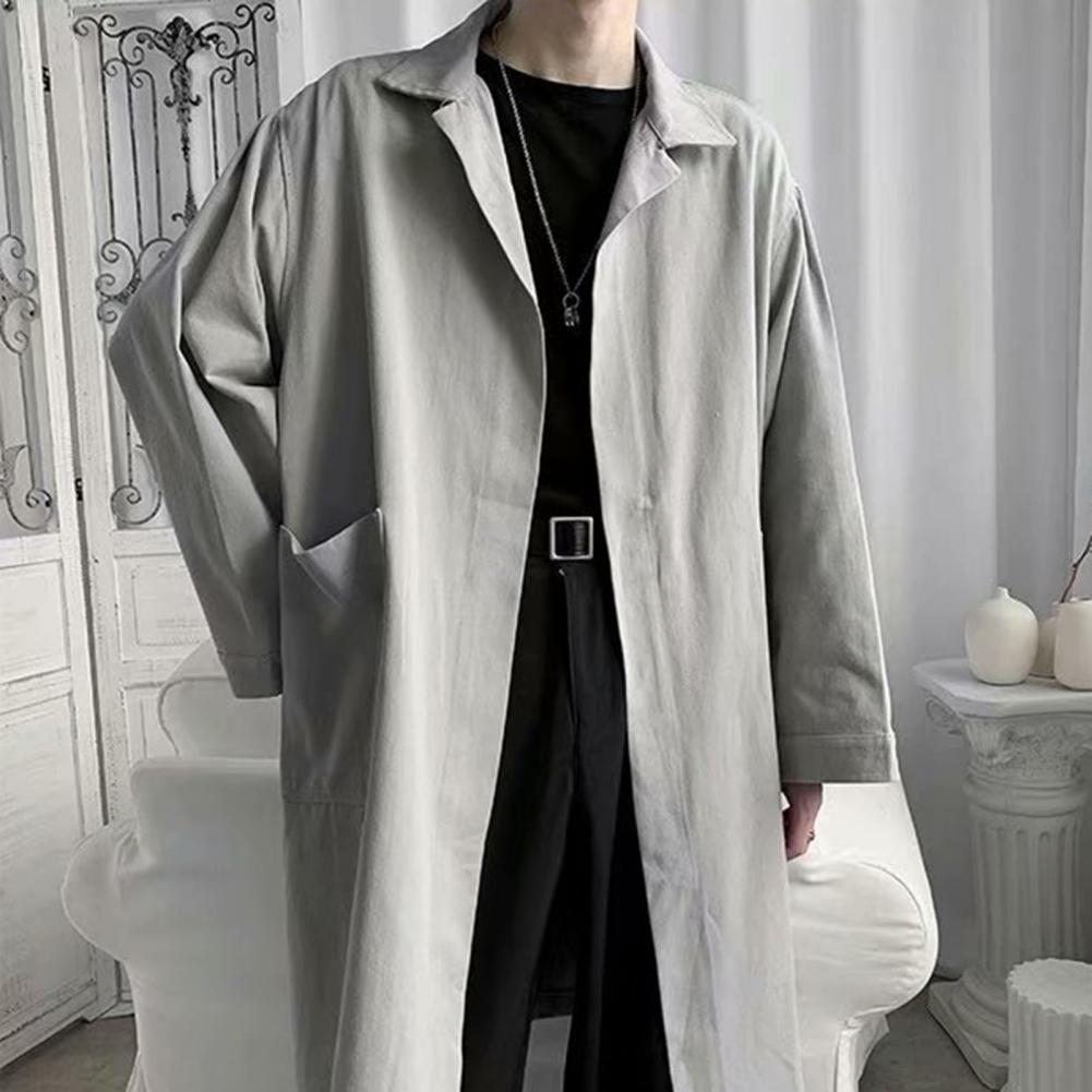 Manteau long à boutonnage boutonné de style coréen pour hommes, coupe-vent masculin, trench-coat d'affaires, pardessus décontracté, printemps