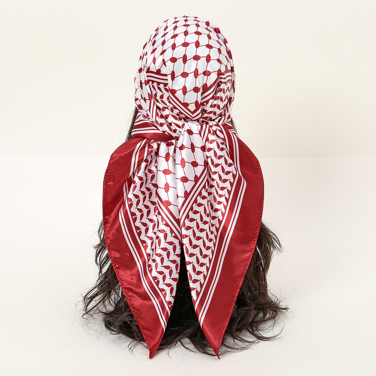 InjSquare-Foulard palestinien Keffiyeh pour femme, écharpe imprimée du Moyen-Orient, turban, bandeau pour cheveux, 90x90cm