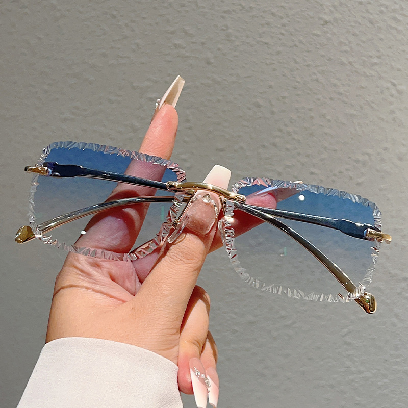 Lunettes de soleil carrées sans bords pour femmes et hommes, tendance, marque de luxe, Design décoratif, mode Vintage dégradé, nuances décontractées