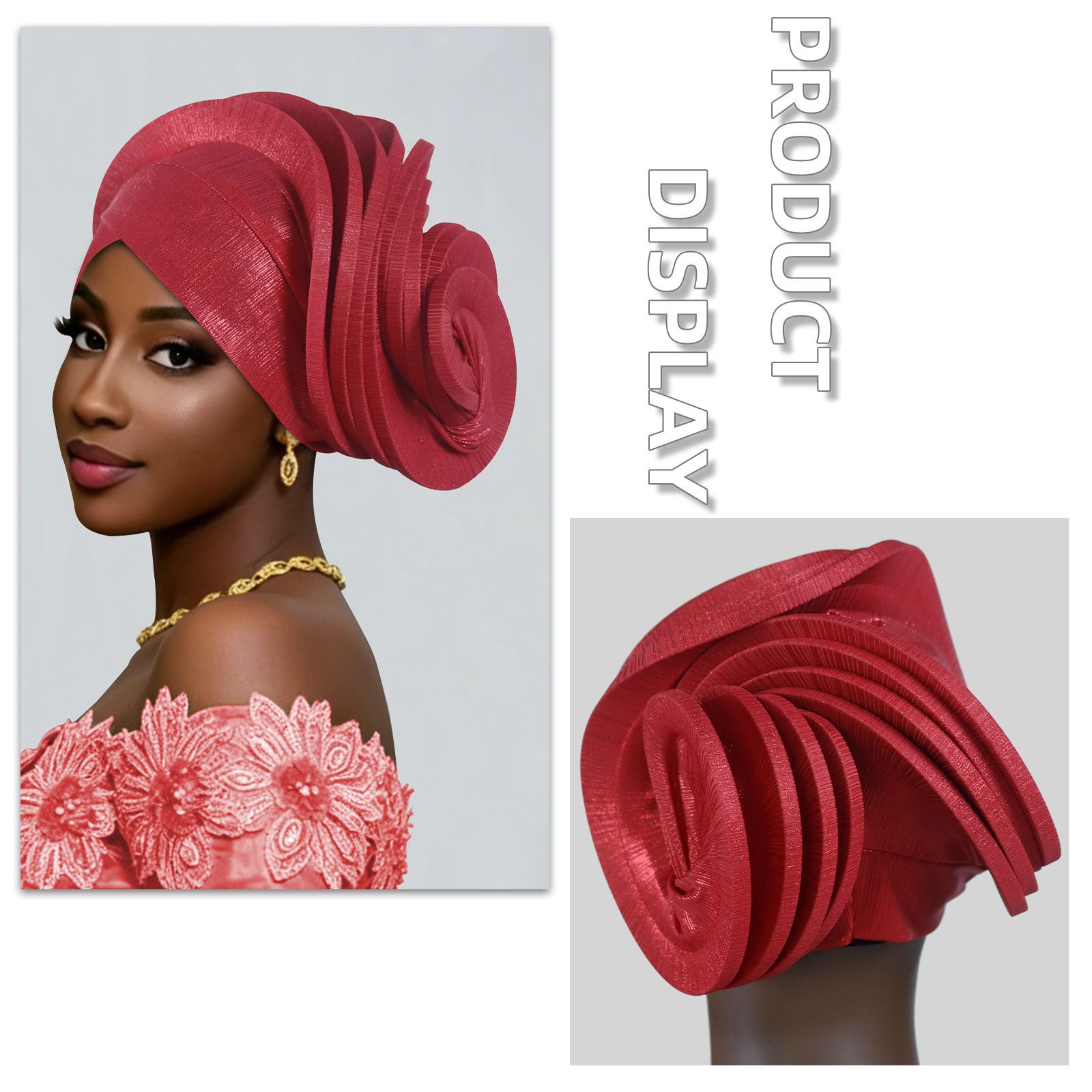Turban élastique à volants africain pour femme, foulard nigérian pour mariage, coiffe de fête, chapeau