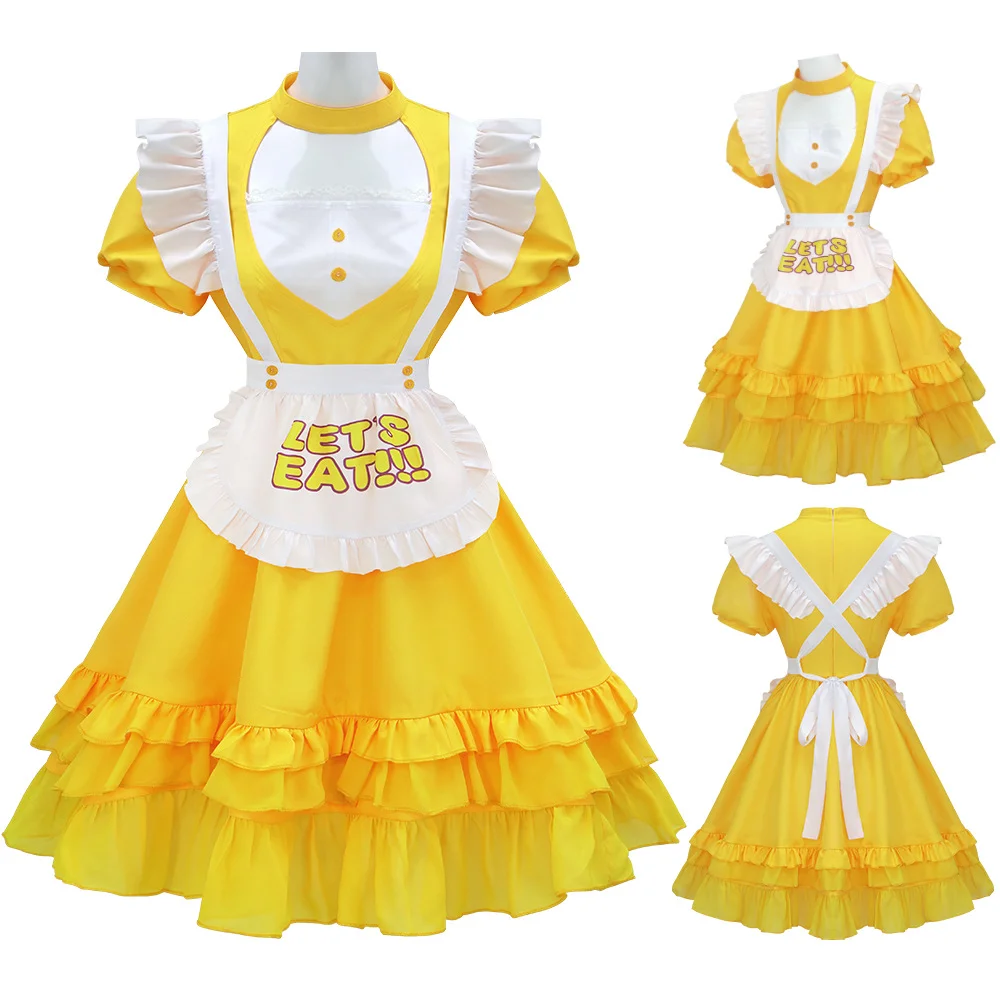 Jeu FNAF Chica Cosplay Lolita Costume femme robe jaune avec tablier tenue de fête d'halloween