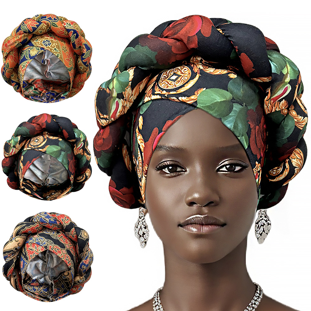 Casquette Turban pour femmes africaines, grande tresse, couverture, Bonnet, couvre-chef, perte de cheveux, chimio, arabe, nouvelle collection 2024
