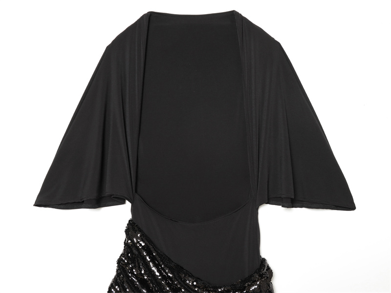 Robe femme 2025 hiver nouvelle ceinture noire à manches courtes décorée de paillettes robe mi-longue élégante et élégante