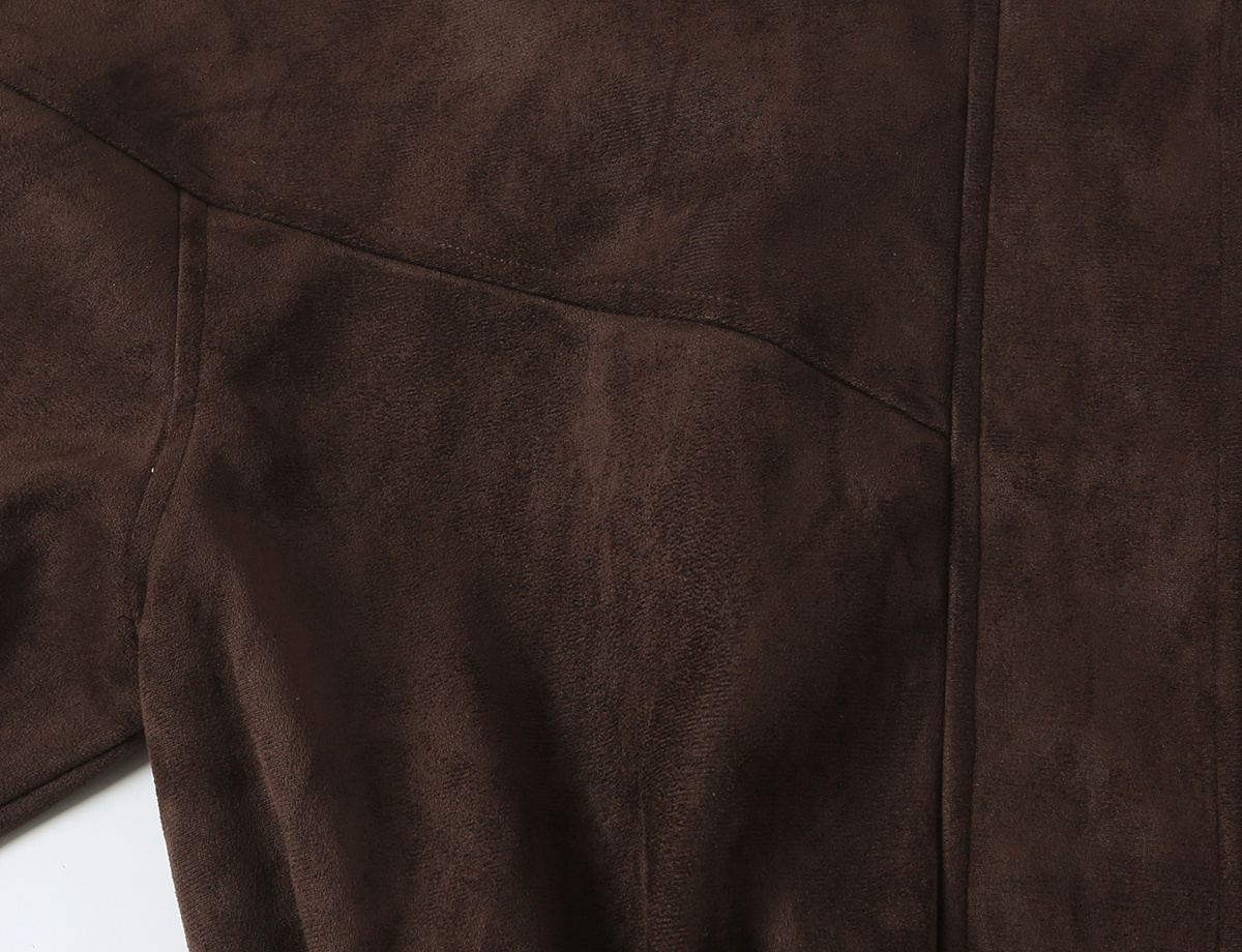 Veste d’hiver pour femme, style vintage, avec effet de texture en daim, col montant, taille et poignets élastiques, vêtement d’extérieur féminin.