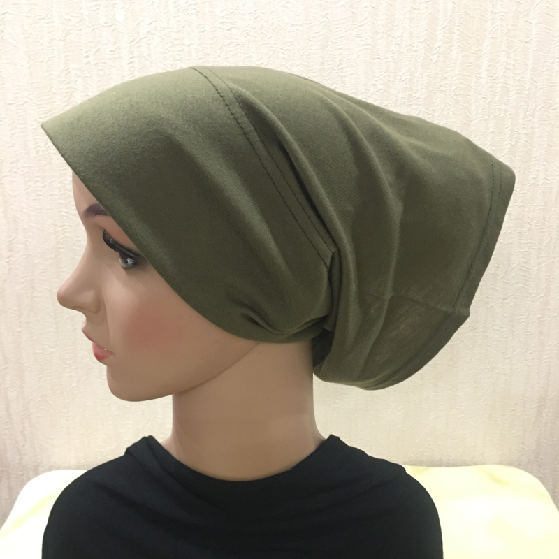 H066 chapeau tube uni avec sous-écharpe en carton Turban musulman couleur Pure extensible intérieur Hijabs femmes foulard sous Hijab Bonnet