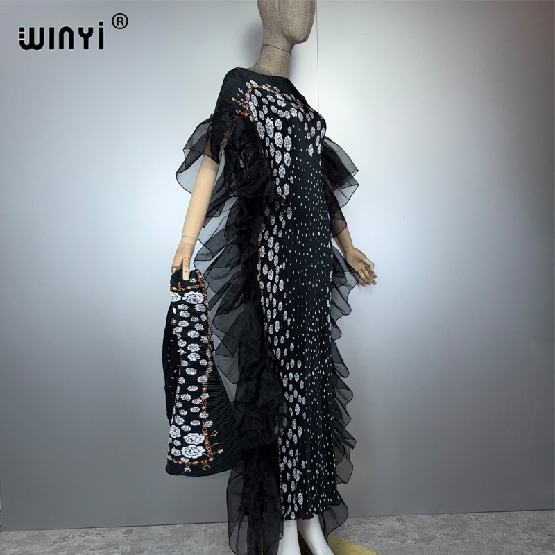 WINYI plissé élastique mince robe plage couvrir caftan abaya dubaï luxe robe de soirée robe de soirée abaya femme musulmane ع