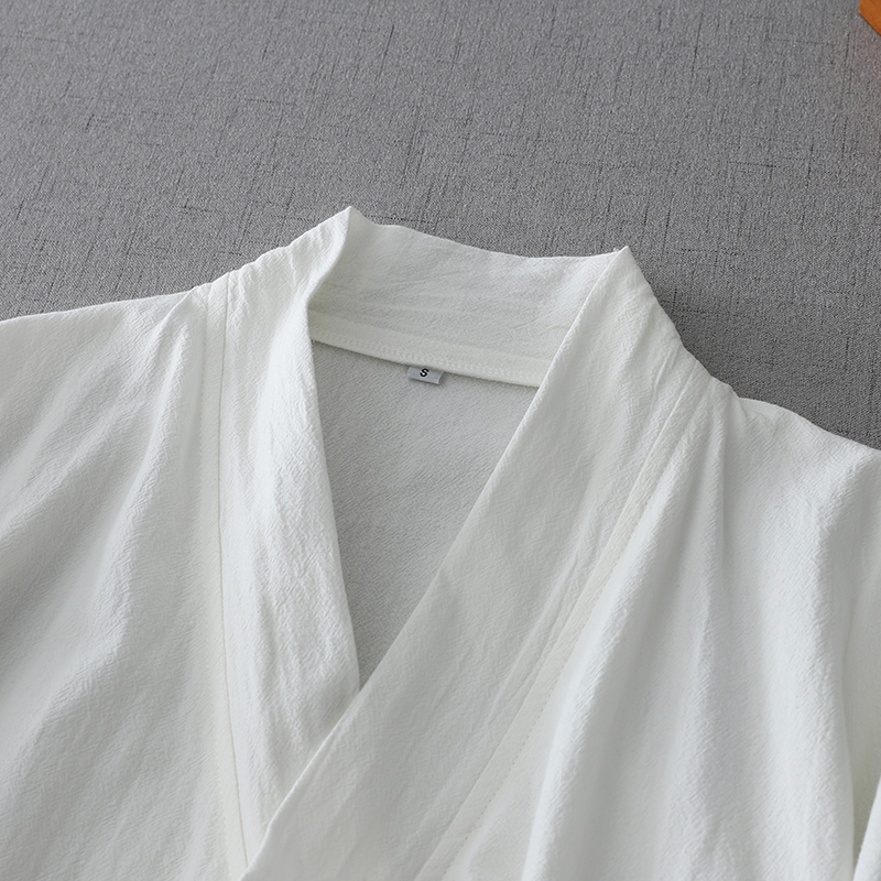 Style chinois femmes Wrap cravate devant Kimono chemise Blouse printemps été Boho coton Cardigan haut noir blanc Vintage vêtements
