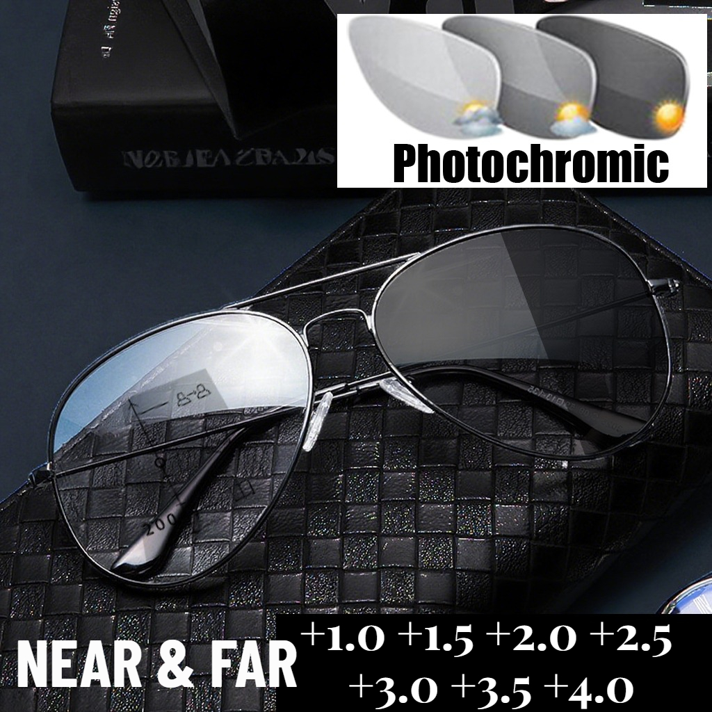 Lunettes de soleil photochromiques lunettes de lecture multifocales pour hommes en plein air classique pilote fini progressif vue de loin lunettes de soleil