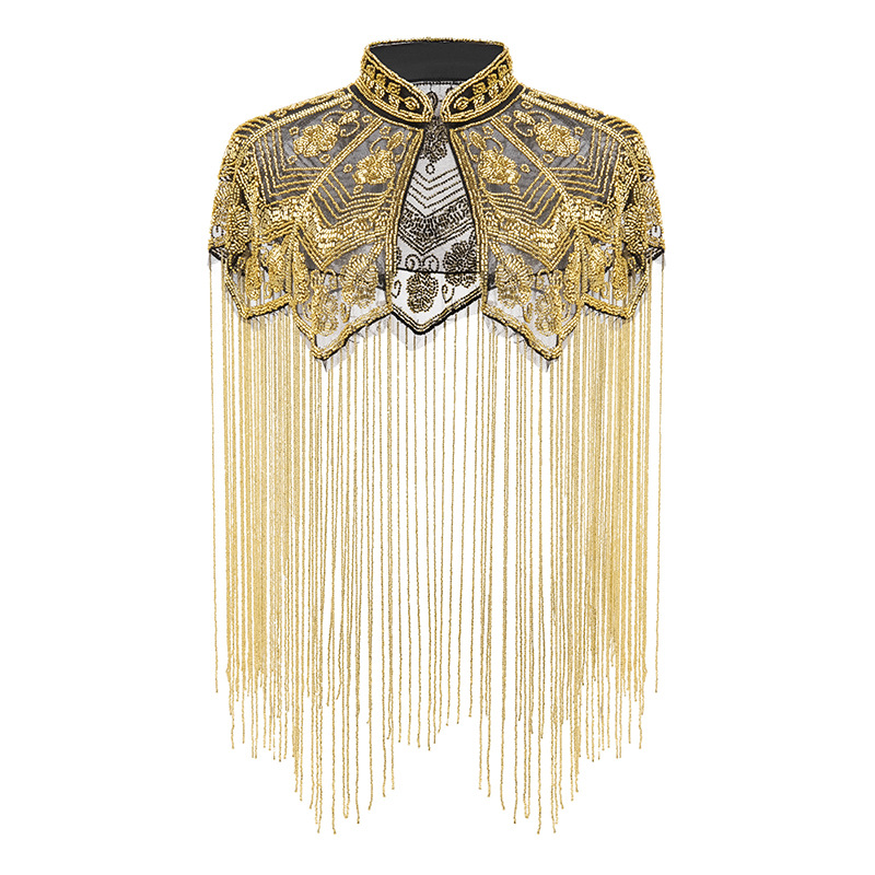 Cape vintage à franges et sequins style Charleston des années 20, châle d'épaule Art Déco pour femme, idéal pour mariage, bal de promo, soirée de gala