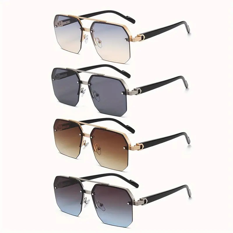 Lunettes classiques à la mode demi-monture pour hommes et femmes – Style vintage, effet amincissant pour la conduite et les aventures en plein air dégradé