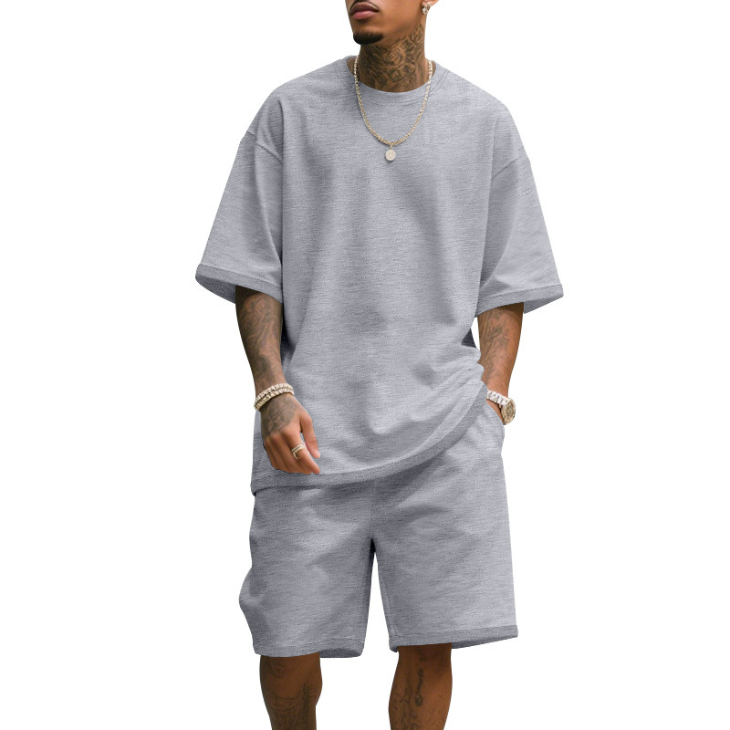 Ensemble décontracté deux pièces pour homme : T-shirt à manches courtes et short d'été, coupe ample et confortable, survêtement pour homme
