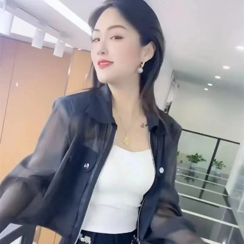 Vêtements de protection solaire pour femmes, nouvelle mode d'été, léger, luxe, fin, respirant, fermeture éclair, décontracté, Joker, manteau court à manches longues