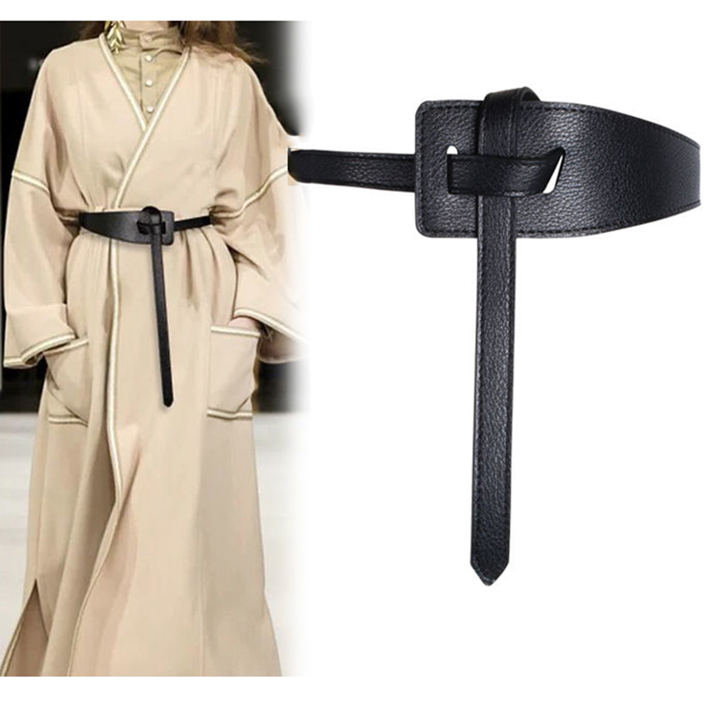 Ceinture corset en cuir large pour femme, ceinture fine nouée, ceinture noire, jupe manteau, accessoires vestisensféminins, mode, 118cm