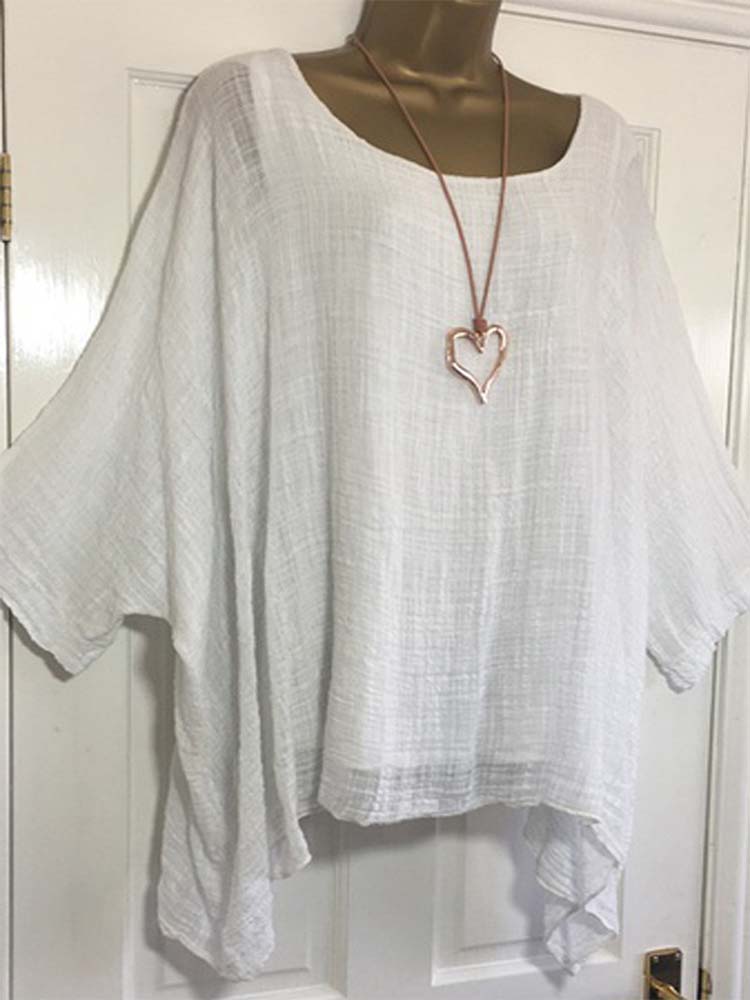 Haut ample à manches chauve-souris pour femmes Monochromatic Street Trend Pull à manches courtes T-shirt Vêtements de tous les jours pour femmes Été Nouveau
