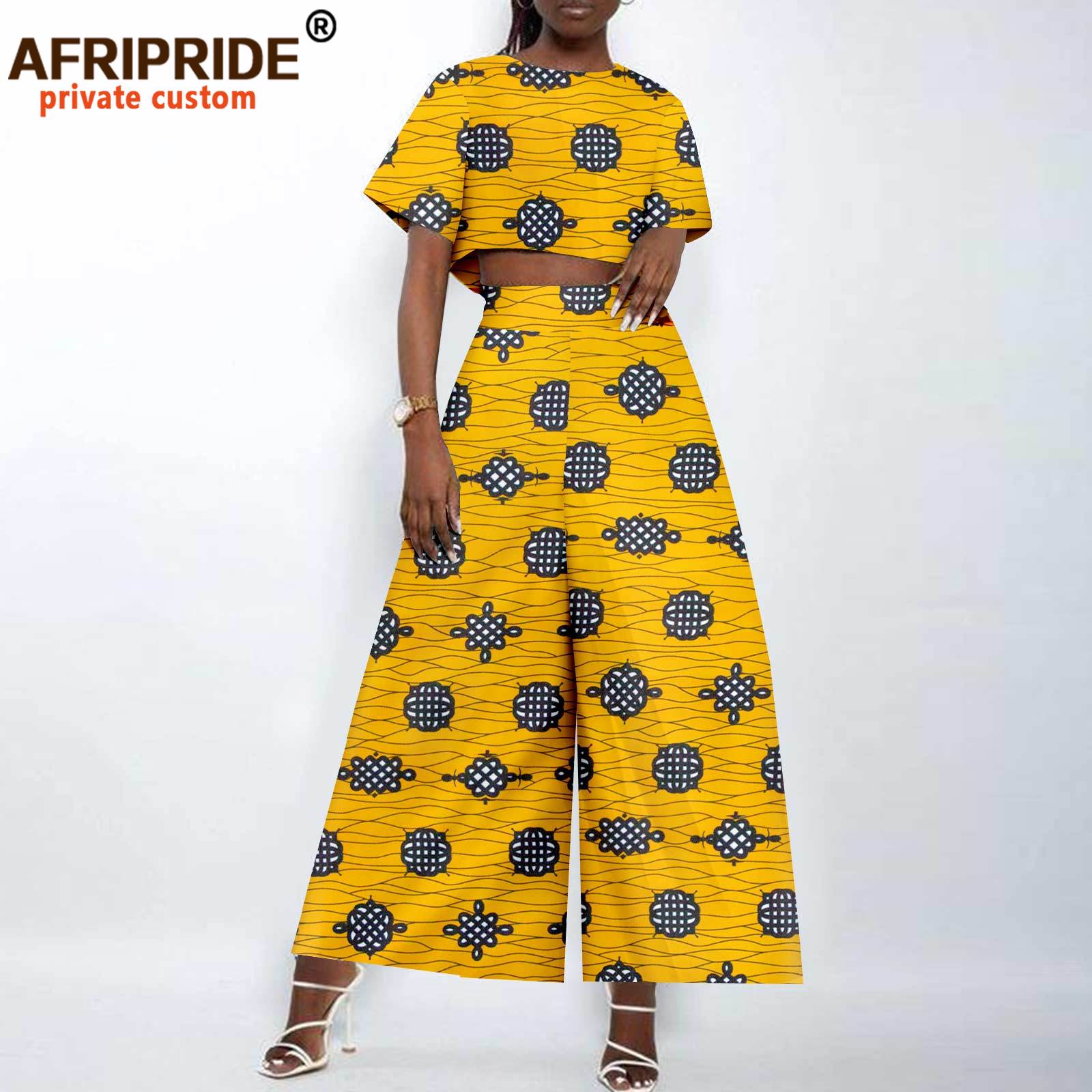 Vêtements africains pour femmes, haut court et pantalon à jambes larges, ensemble 2 pièces, tenues imprimées, Vintage, élégant, mode Ankara, tenue A 2326002