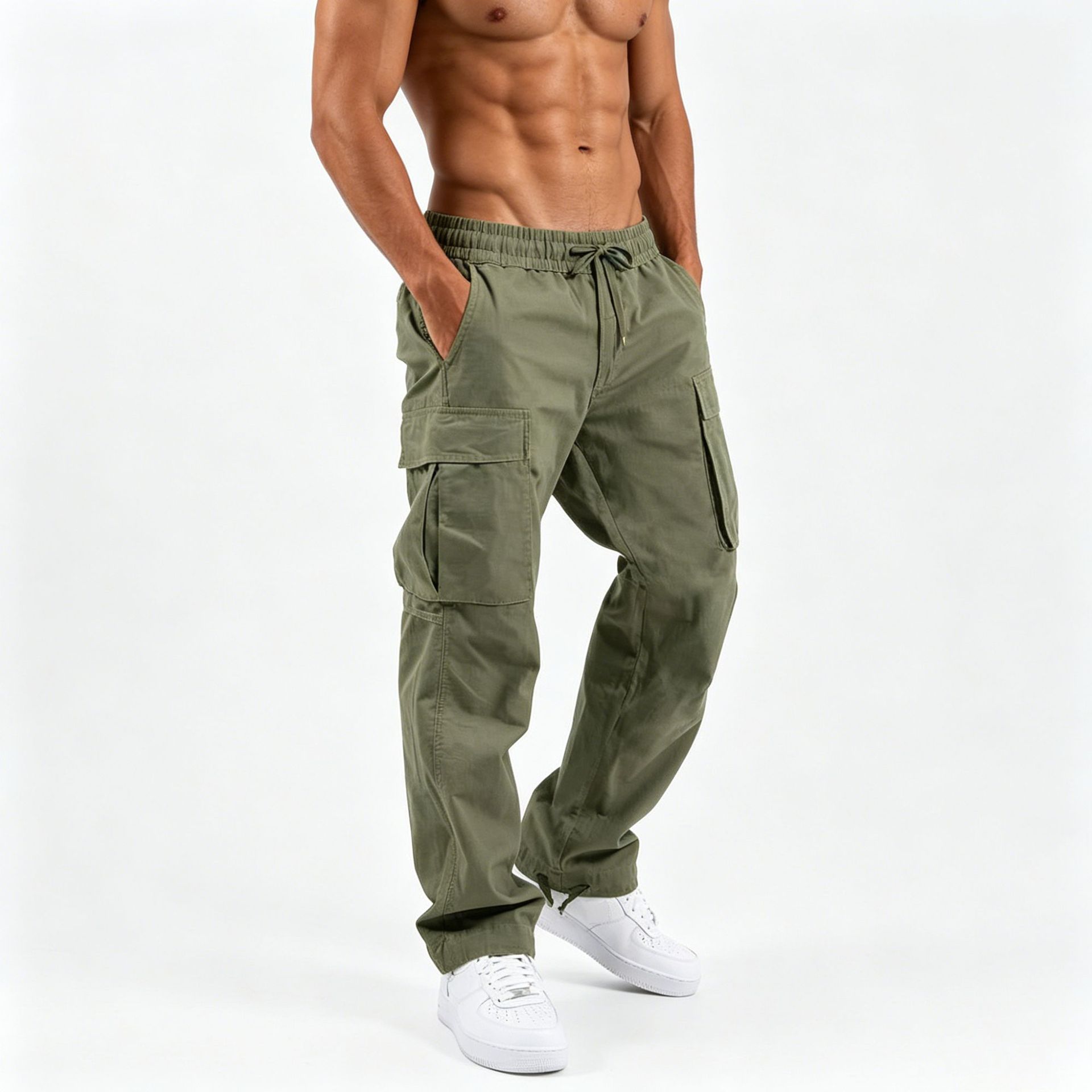 Pantalon cargo américain pour hommes, pantalon de travail décontracté, multi-poches, coupe droite, léger, mode streetwear, printemps-automne